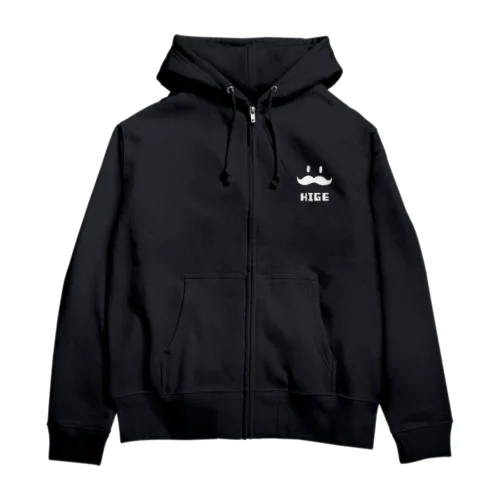 ヒゲHIGE（白抜き） Zip Hoodie