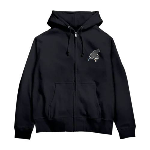 トイレ中の黒柴 Zip Hoodie