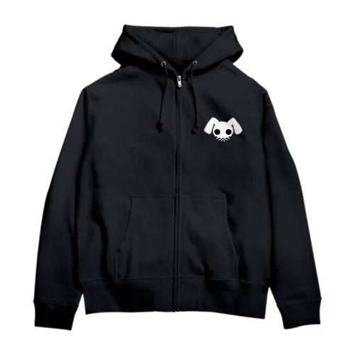 Rabbit Manのマーク　白 Zip Hoodie