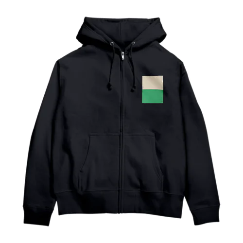 クリーム&グリーン Zip Hoodie