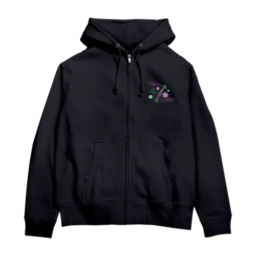 琵琶法師 ネオン 紫緑 Zip Hoodie