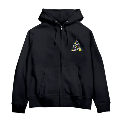 ハングルでクリスマスツリー Zip Hoodie