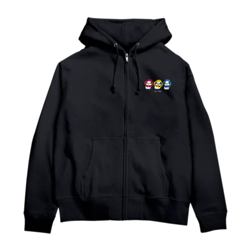 【白文字】パグとパンジー Zip Hoodie