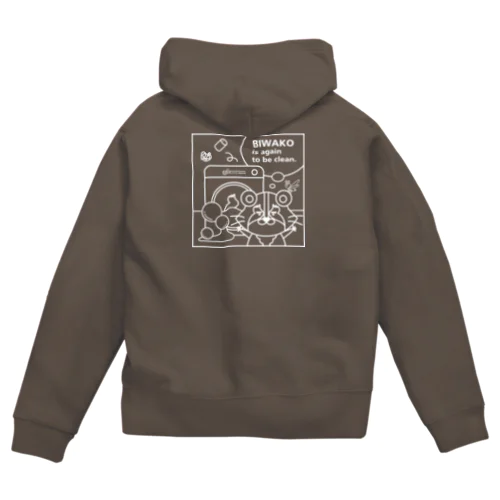 「びわ湖woクリーンniあらいぐま」びわこをせんたくジップパーカー Zip Hoodie