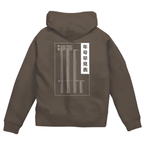 年号早見表!(濃色用) Zip Hoodie