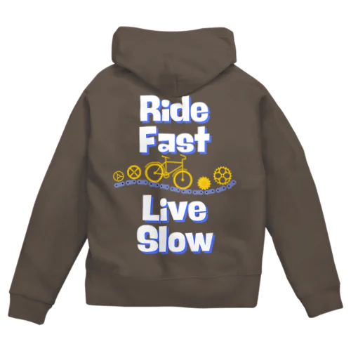 Ride Fast Live Slow ジップパーカー