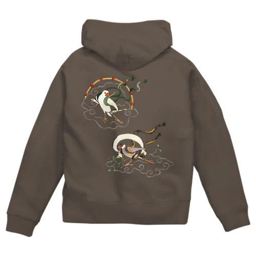 文鳥風神雷神 Zip Hoodie