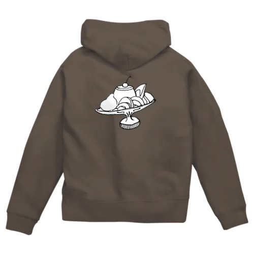 プリン・ア・ラ・モード　モノクロ Zip Hoodie