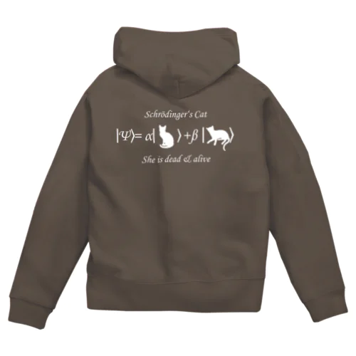 シュレーディンガーの猫（白字） Zip Hoodie