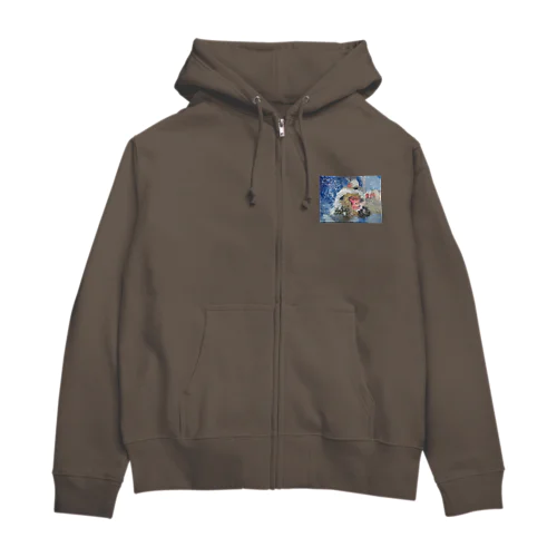 温泉に浸かるおさる Zip Hoodie