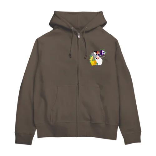 パンジーと文鳥さん（ロゴ白） Zip Hoodie