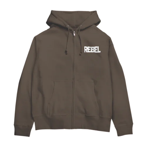 REBEL WHITE LOGO ジップパーカー