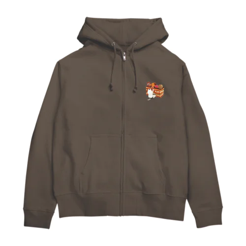 ネコぱんとチョコ乗せオペラケーキ Zip Hoodie