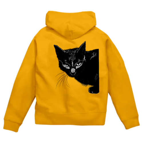 カッコよく覗きに来た黒猫 Zip Hoodie