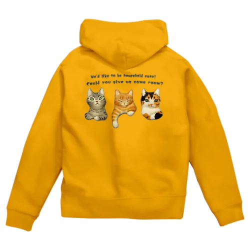 飼い猫になりたい三匹の猫 Zip Hoodie