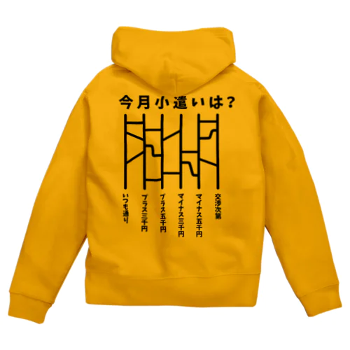 今月小遣いは？（あみだくじ） Zip Hoodie