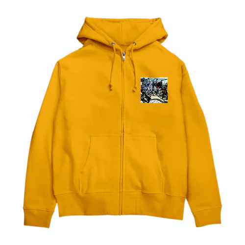 自転車ドミノ Zip Hoodie