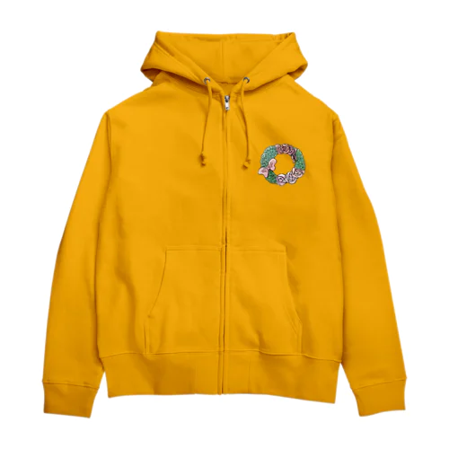 リボンと薔薇のリース Zip Hoodie