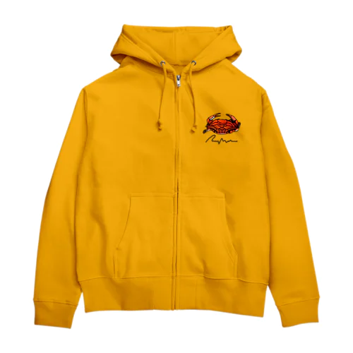 かしわぎ：蟹フェイクブランド・赤 Zip Hoodie