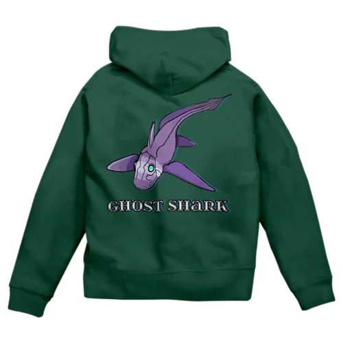 Ghost Shark バックプリント Zip Hoodie