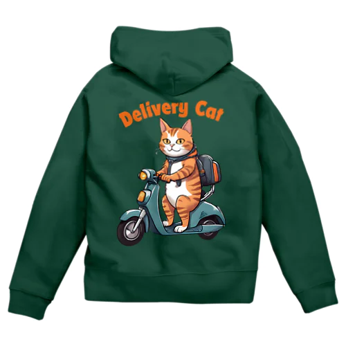 猫の配達人デリバリーキャット Zip Hoodie