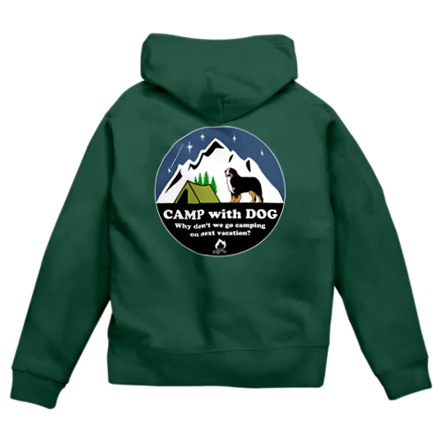 Camp with dog (Bernese Mountain Dog) Zip Hoodie