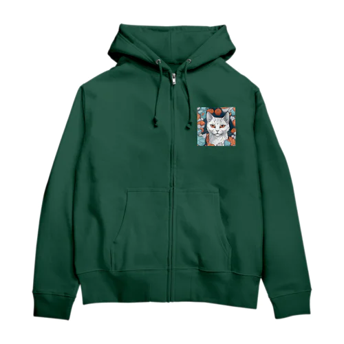 見つめる猫 Zip Hoodie