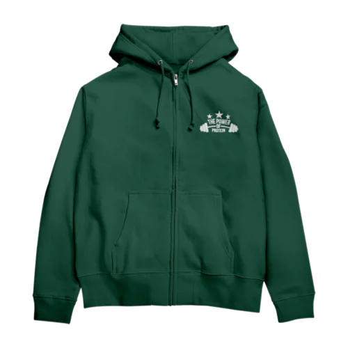 【The Power Of Protein】ホワイト Zip Hoodie