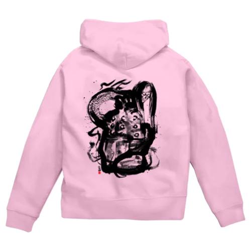 水墨画「道成寺の蛇」 Zip Hoodie