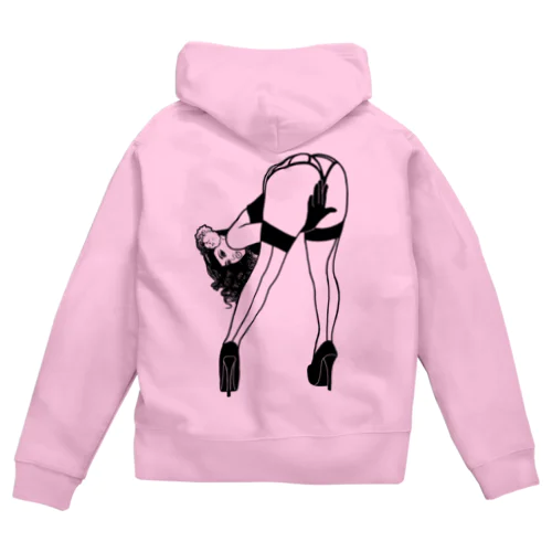 ピンナップガール うの（黒線） Zip Hoodie