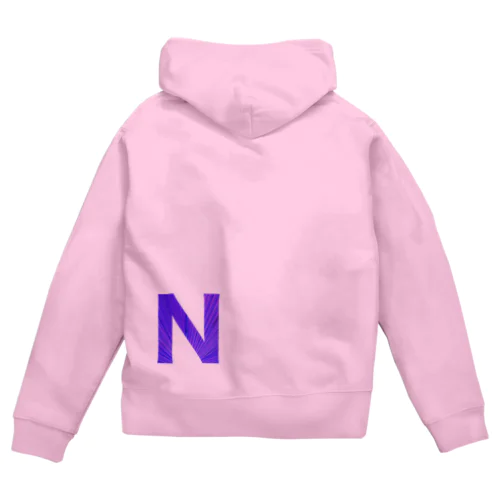 Ｎ　ロゴ黒色 Zip Hoodie