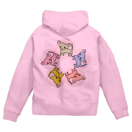 ゆるチワワ（フラワーサークル） Zip Hoodie