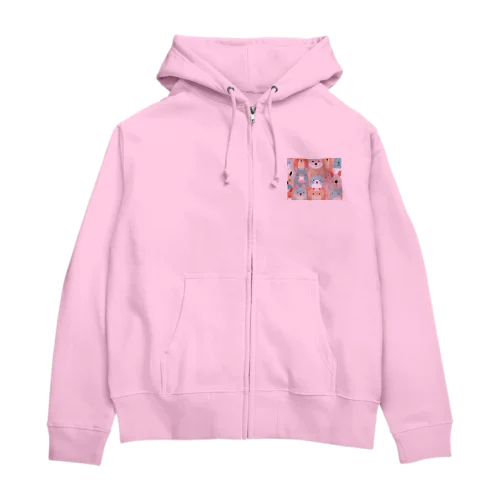 動物ファッションショー Zip Hoodie