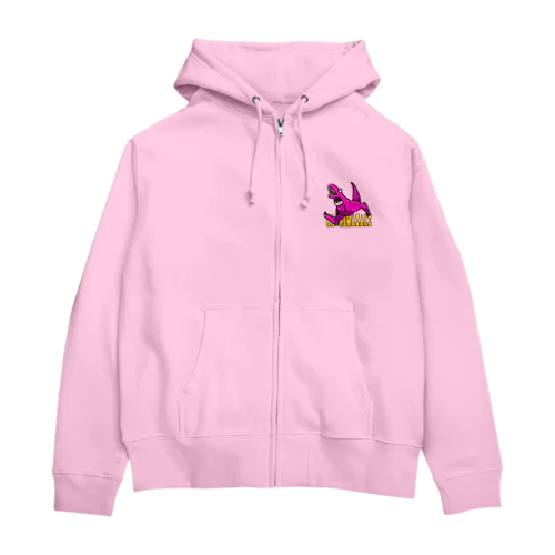 ティラノサウルスレース柏崎 ピンク Zip Hoodie