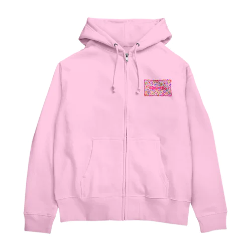 背景白ありカラフルイロイロ Zip Hoodie