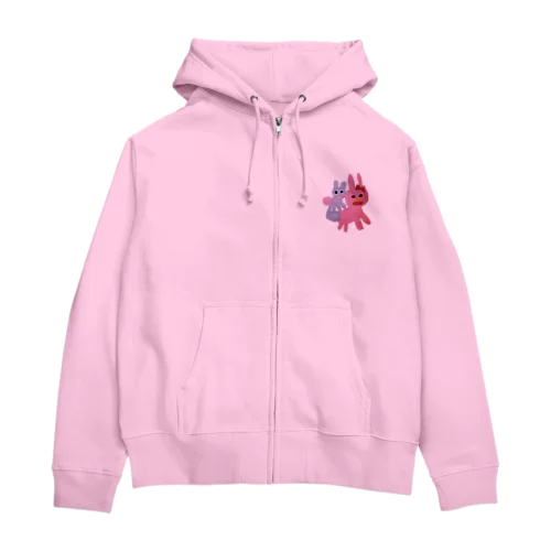 うさぎのおやこ(５さい) Zip Hoodie