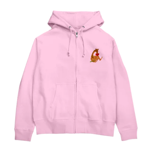 おすわりプレゼントキリン Zip Hoodie