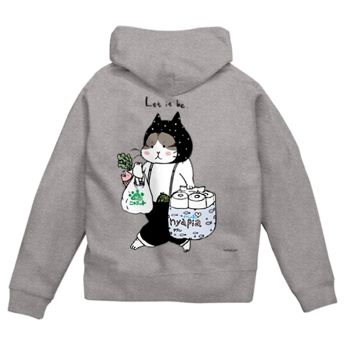 お買い物ねこ Zip Hoodie