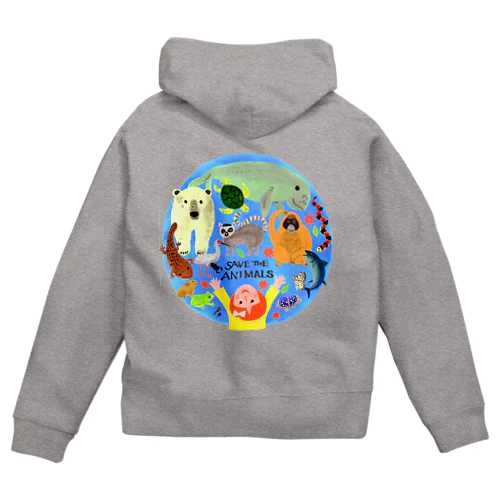 SAVE THE ANIMALS Zip Hoodie