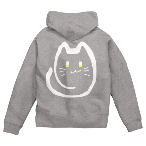 ゆる線三色にゃんこと白にゃんこ　ωな微笑み Zip Hoodie