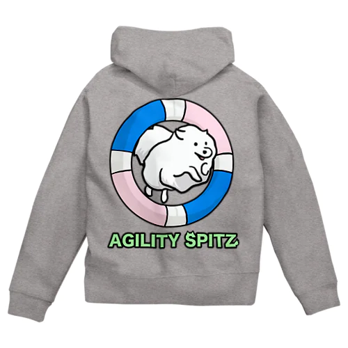 AGILITY SPITZ「ぴょ〜んと飛ぶよ」 ジップパーカー