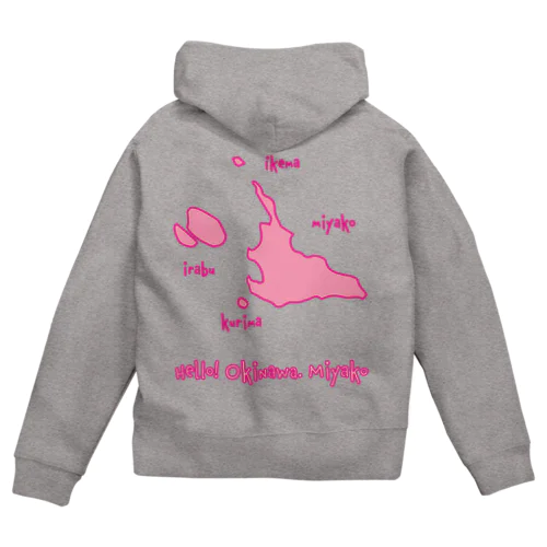 宮古島地図　ピンク [Hello!Okinawa]  Zip Hoodie