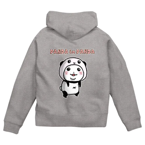 パンダinぱんだ(猫背) Zip Hoodie