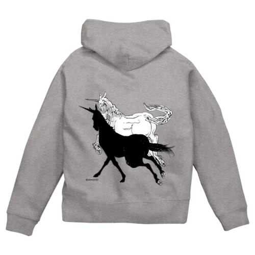 Monochrome Unicorn Zip Hoodie