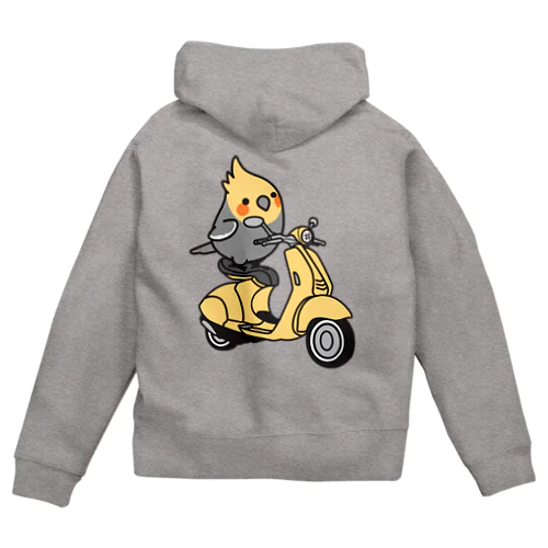 （両面）Chubby Bird バイクに乗ったオカメインコ  Zip Hoodie