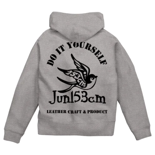 Jun153cm ツバメ 黒プリント Zip Hoodie