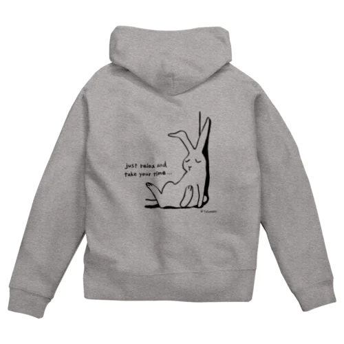 りらっくすうさぎ（黒） Zip Hoodie