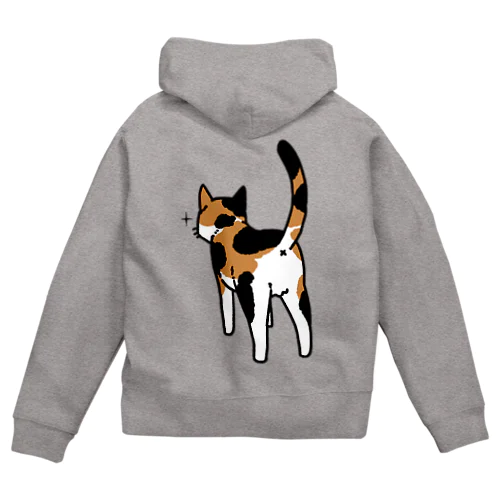 ねこけつ（三毛猫、背面） Zip Hoodie