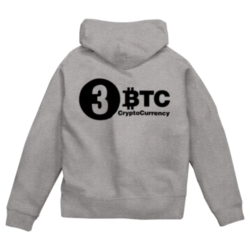 3BTC(Black-Logo) Zip Hoodie