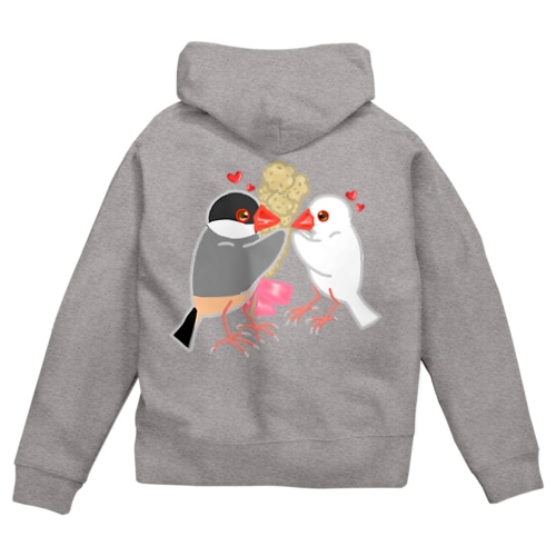 粟穂をプレゼント 桜&白文鳥 Zip Hoodie